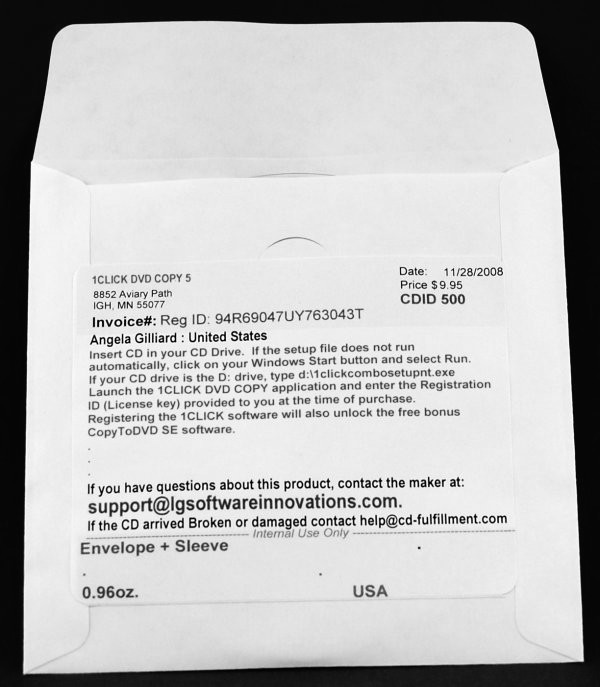 The invoice can contain 'special text' which can include unlock codes or personalized instructions